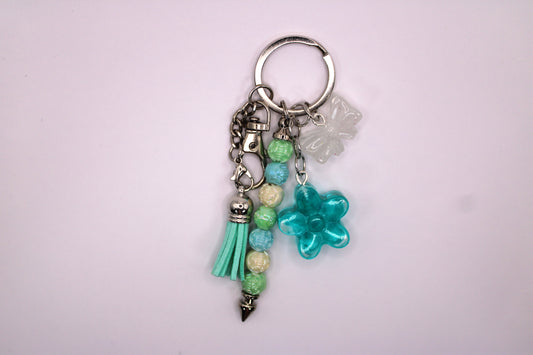 Silver Keychain with Turquoise Tassel