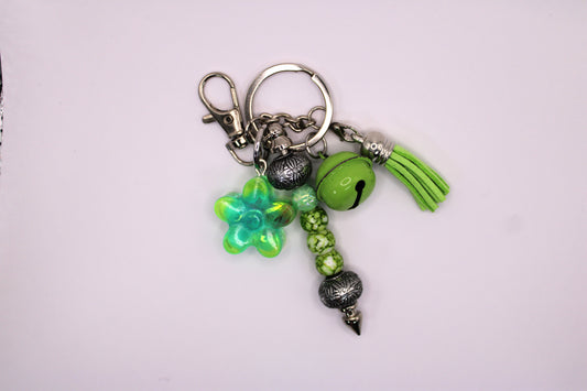 Silver Keychain with Light Green Tassel