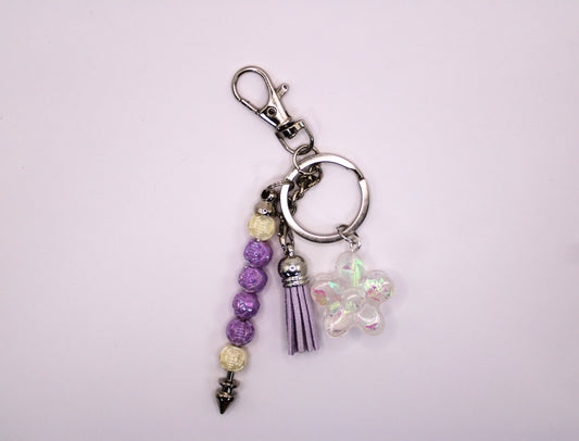Silver Keychain with Light Purple Tassel