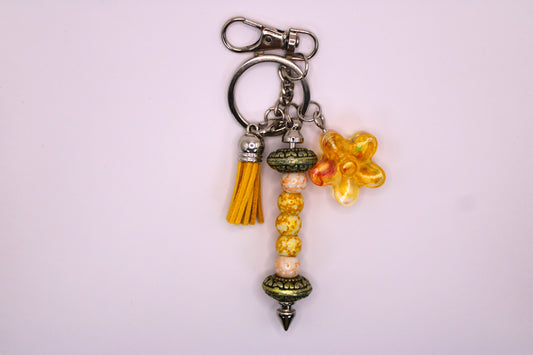 Silver Keychain with Yellow Tassel