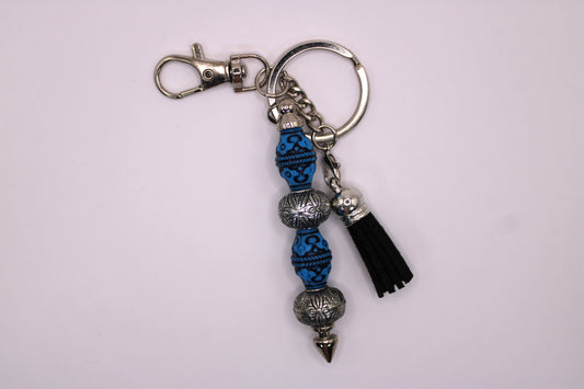 Silver Keychain with Black Tassel